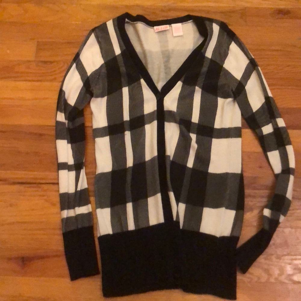 Black and White Button Down Cardigan from Alloy